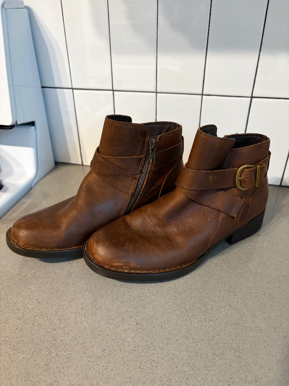 Born brand distressed leather booties - size 7.5